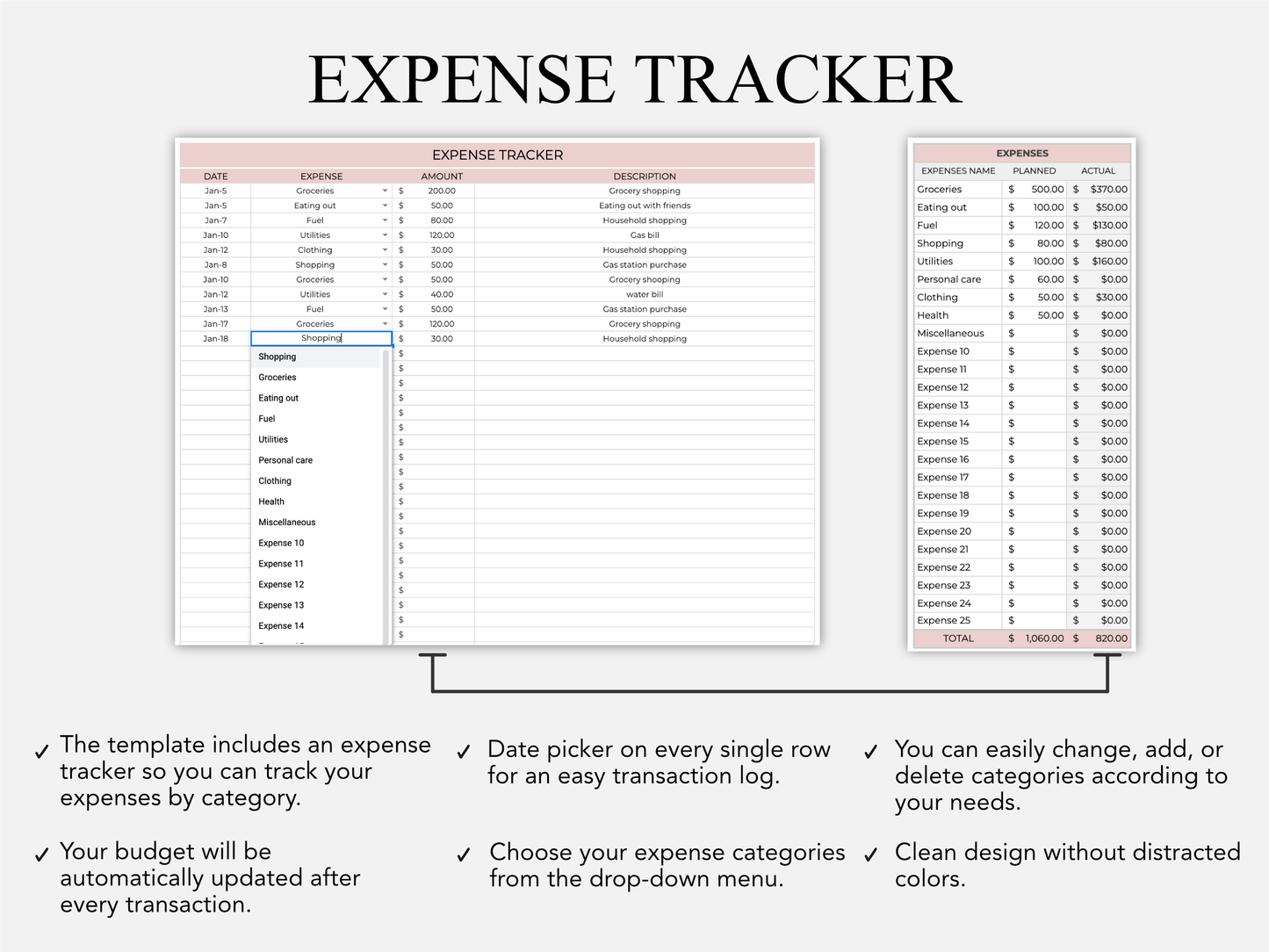 Monthly Budget Template - Easy to Use Spreadsheet Template