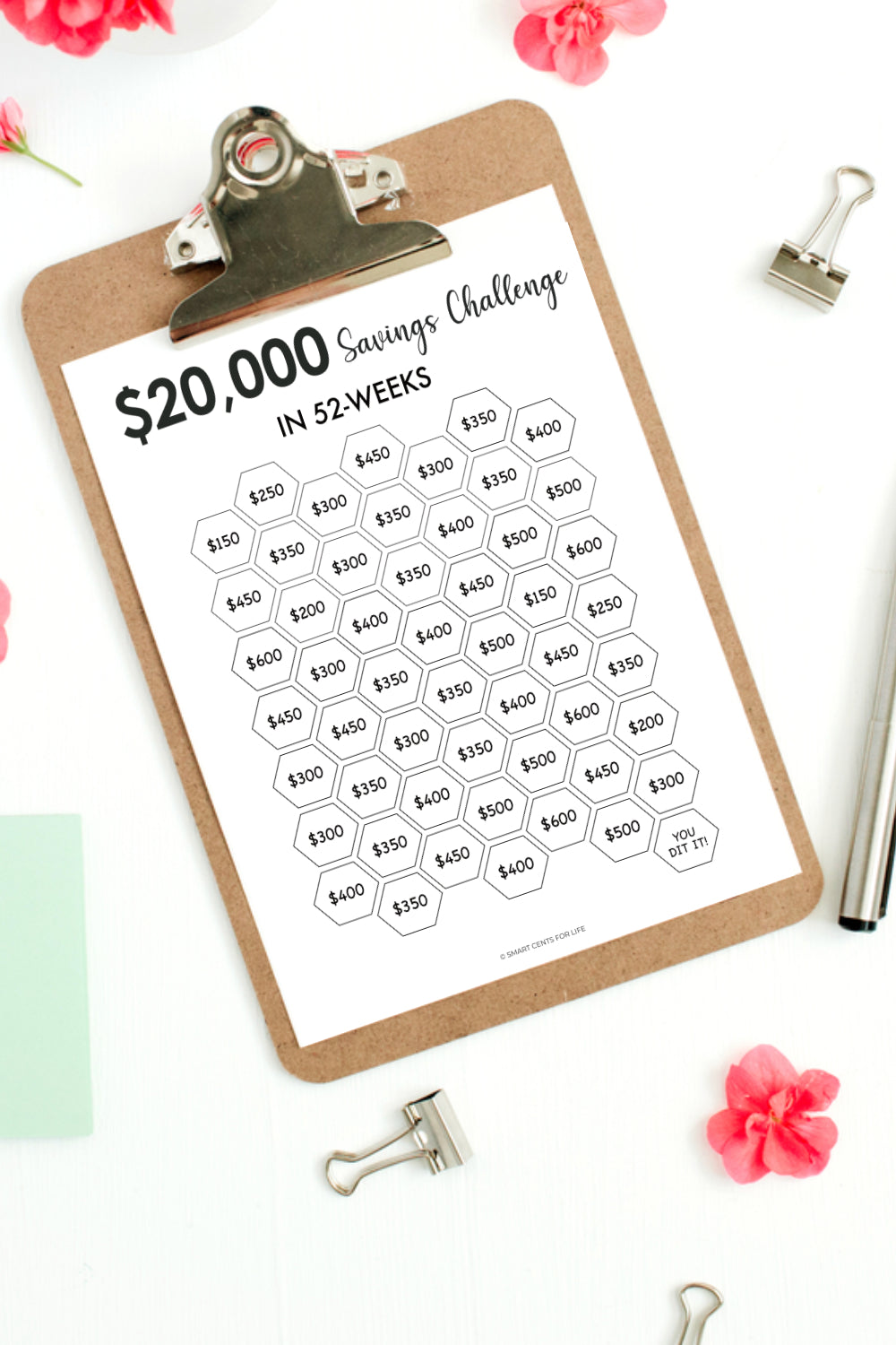 $20,000 Savings Challenge (Printable)