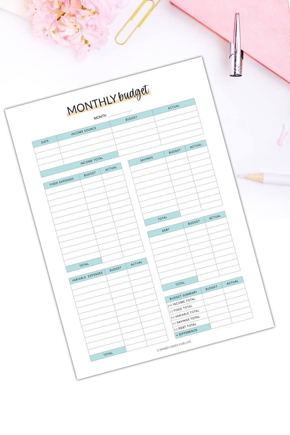 Monthly Budget Template (Printable)